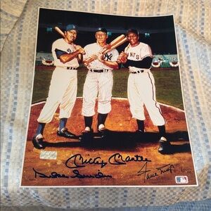 New York Yankees Mickey mantle Willie mays Snider signed 8x10